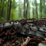 Гигантская колония муравьев в сумерках