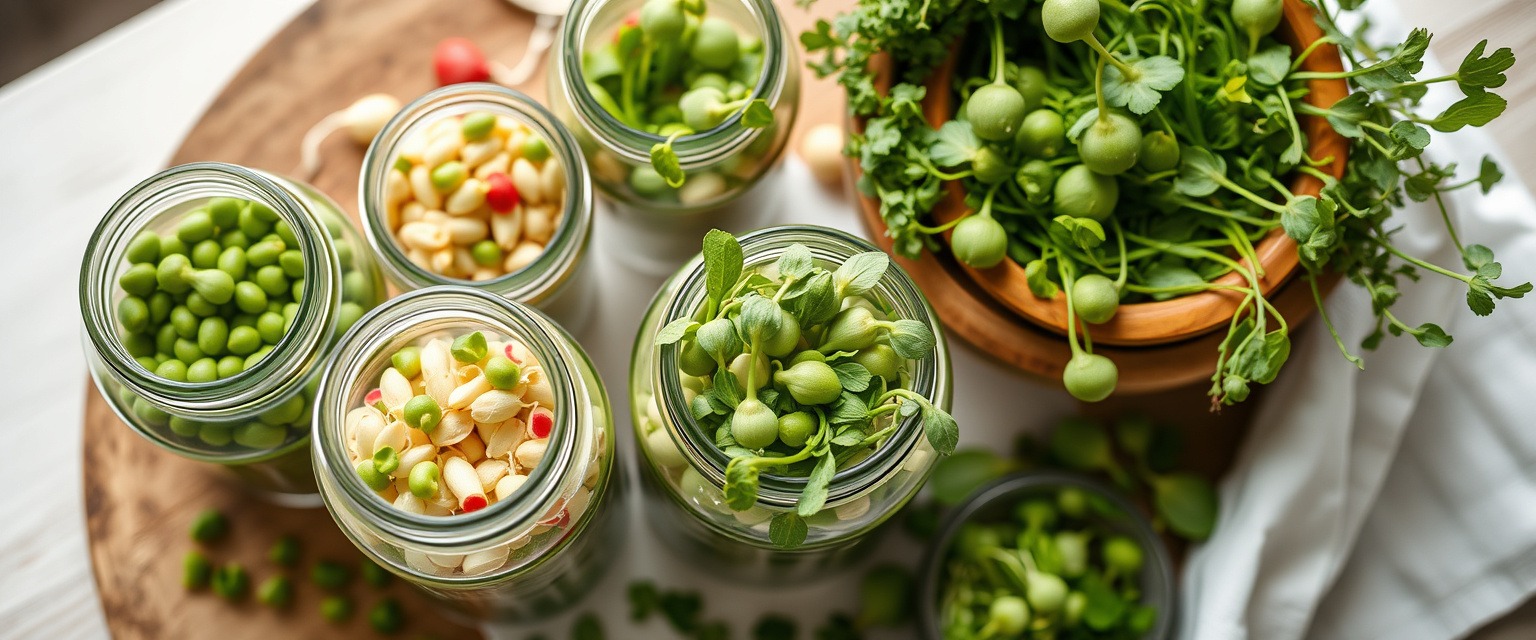 Разнообразие свежих органических проростков