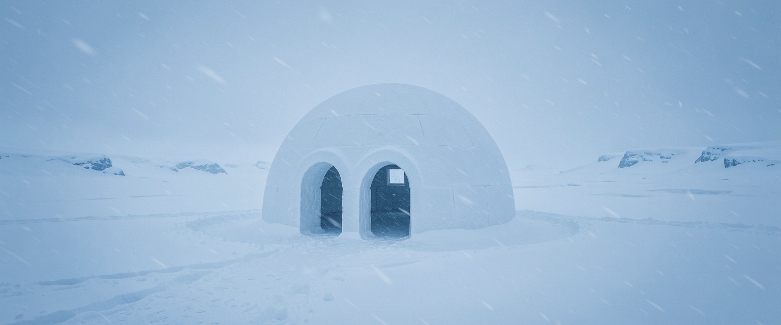 Идеальный купол иглу в арктической пустыне