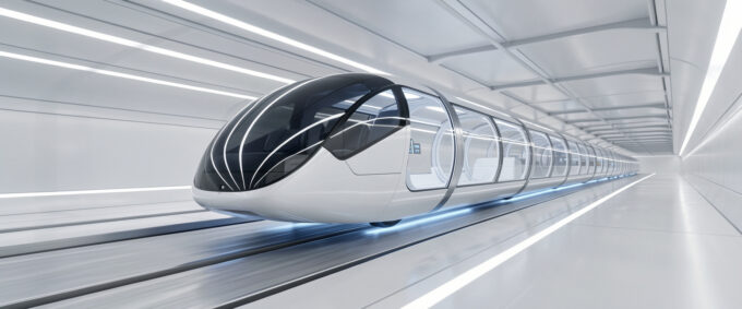 Капсула Hyperloop в вакуумной трубе