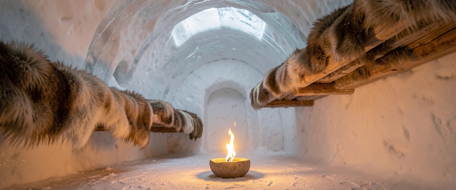 Уют и тепло внутри снежного жилища